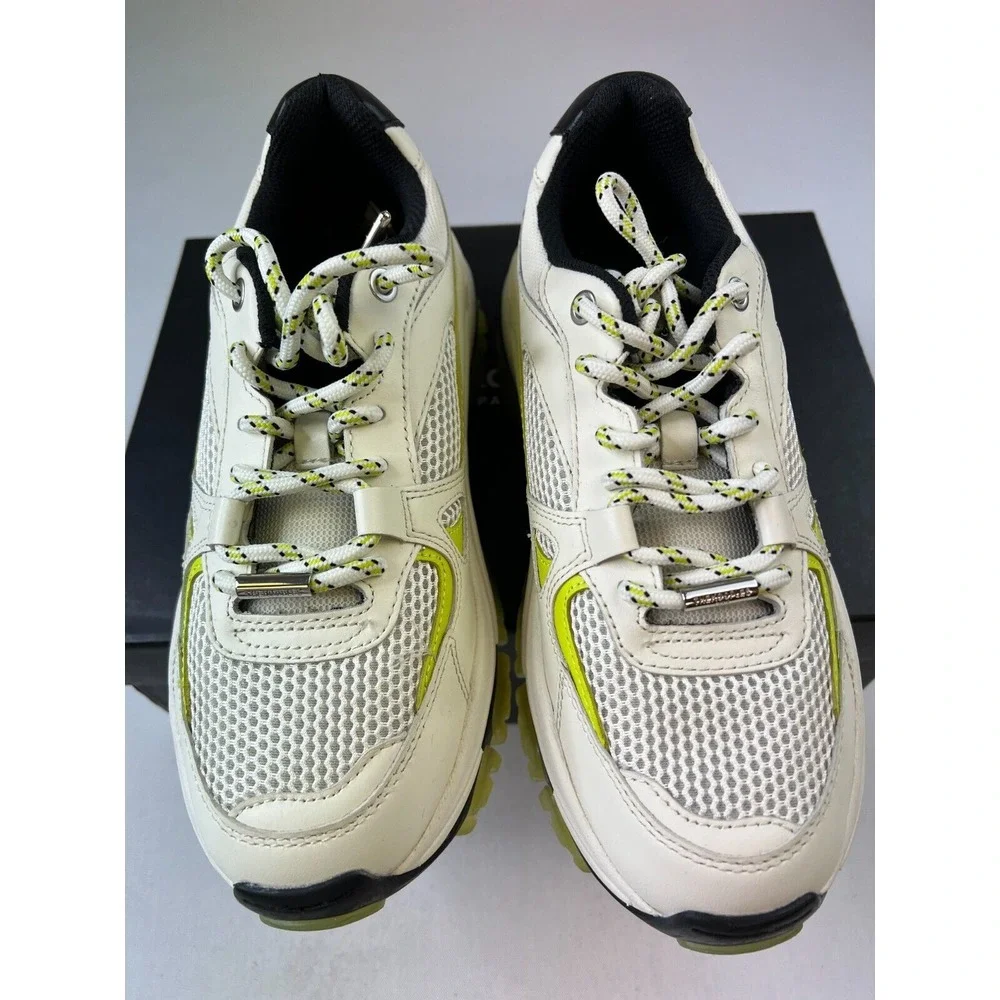 The Kooples Womens Bicolore Platform Sneakers White Leather Lace-Up Shoes 6.5/39